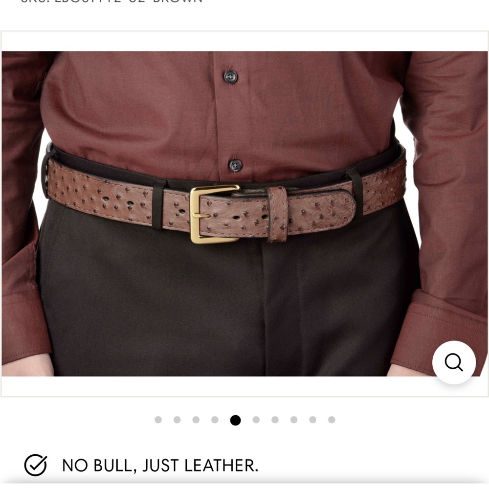 Ostrich leather belt